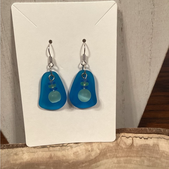 Sea Glass Dangle Earrings - Picture 2 of 4